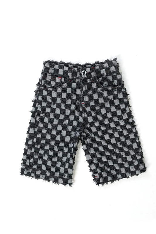 KIDS BLACK PINTCHY DENIM JORTS
