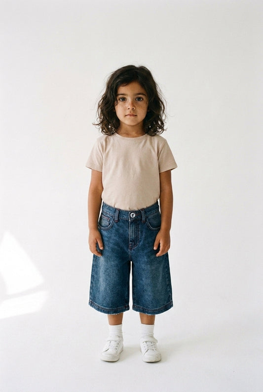 KIDS DARK BLUE DENIM JORTS