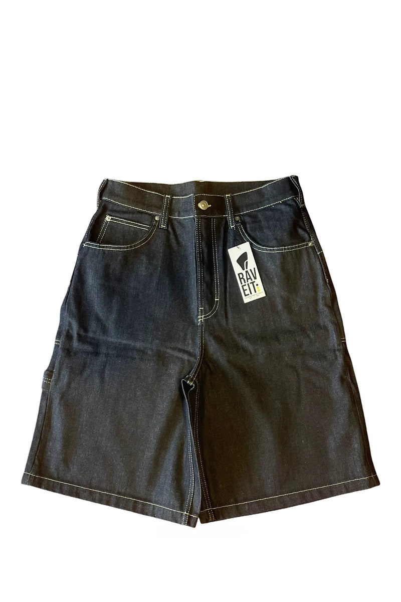 BLACK DENIM BAGGY JORTS