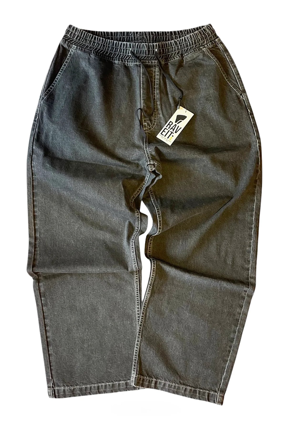 BLACK WASHED DENIM BAGGY PANT