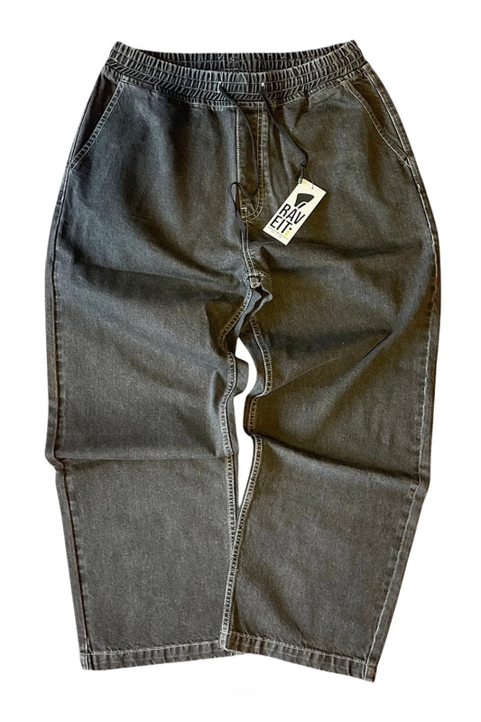 BLACK WASHED DENIM BAGGY PANT