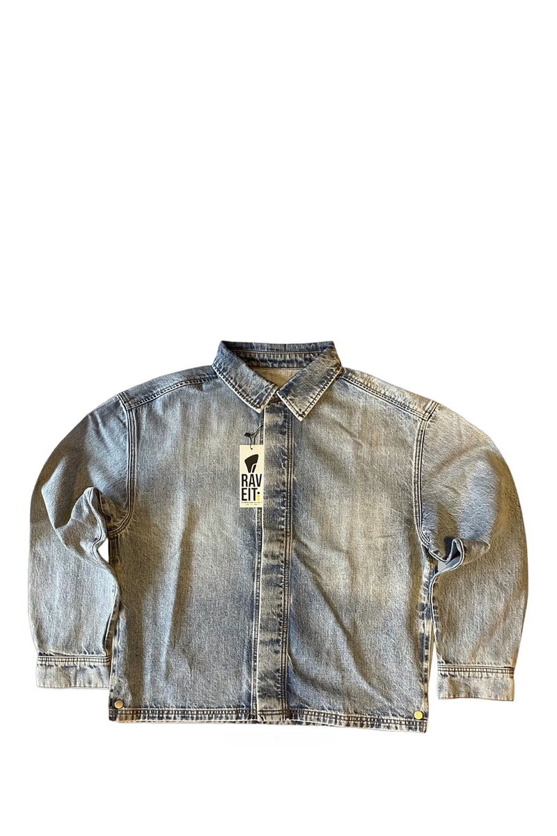 MID BLUE OVERSIZE DENIM JACKET-SHIRT