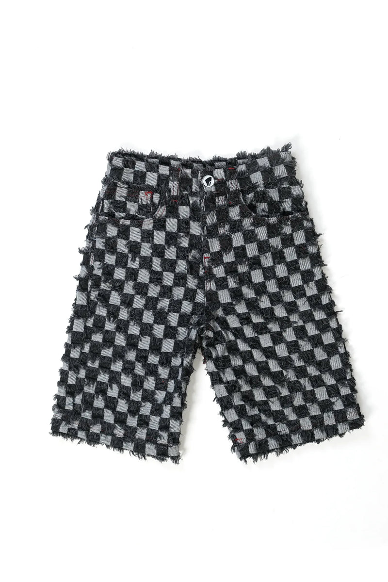KIDS BLACK PINTCHY DENIM JORTS