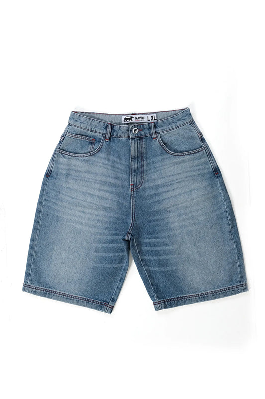 MID BLUE DENIM JORTS