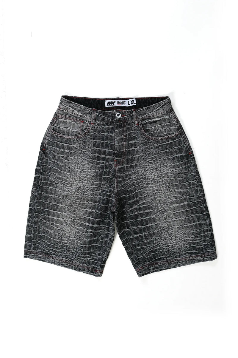 BLACK SNEAK DENIM JORTS