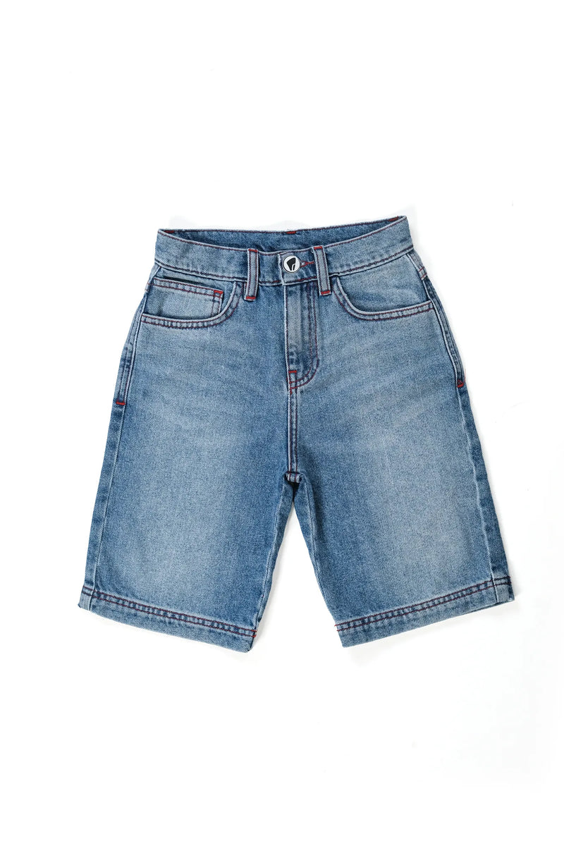 KIDS MID BLUE DENIM JORTS