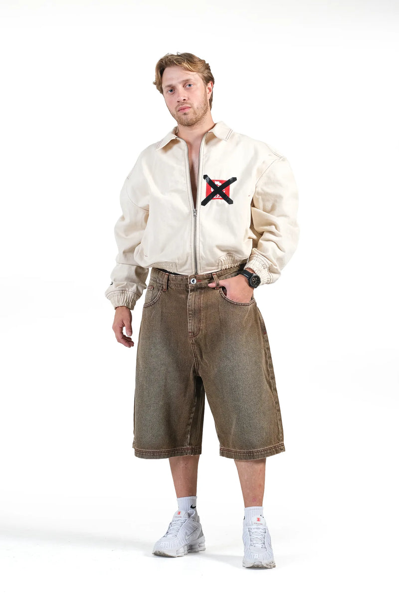 BROWN RUSTY NON DENIM JORTS