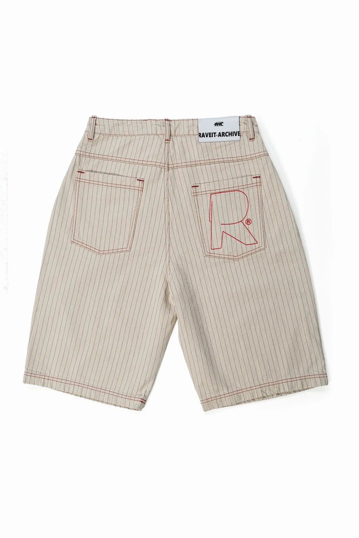 BEIGE STRIPE NON DENIM JORTS