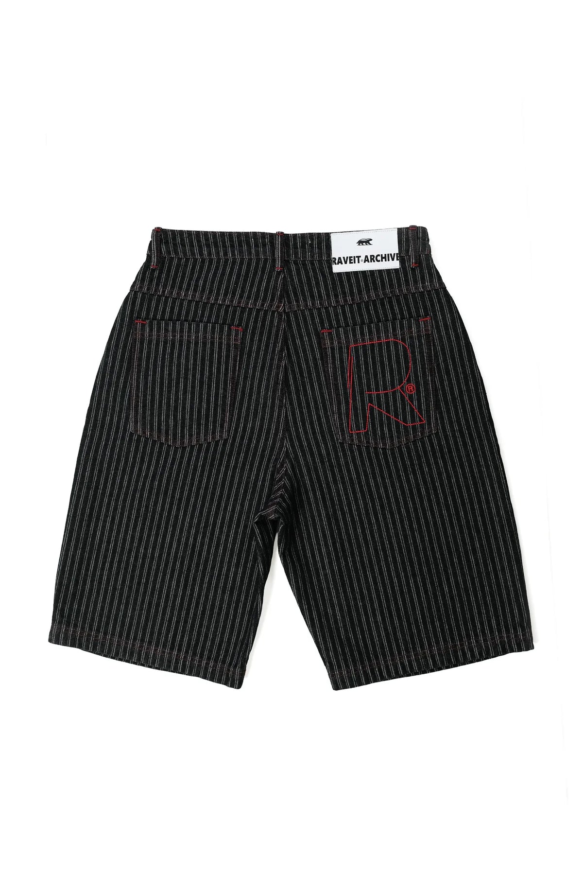 BLACK STRIPE DENIM JORTS