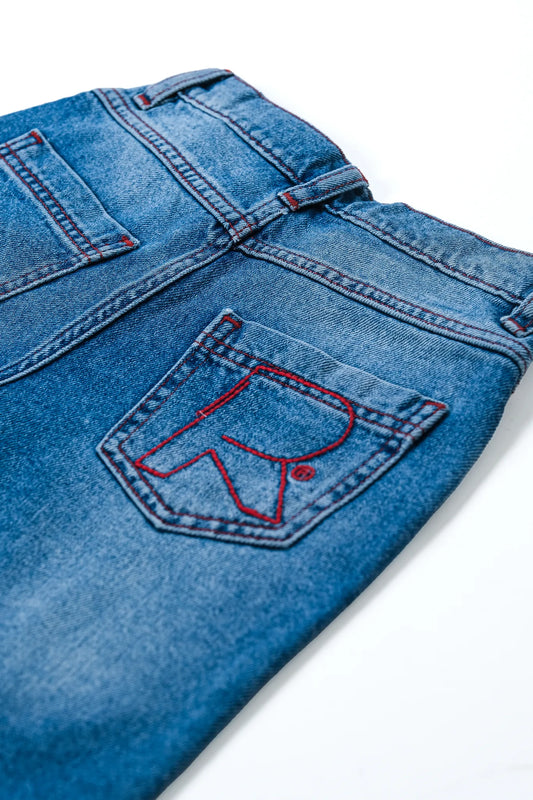 KIDS MID BLUE DENIM JORTS