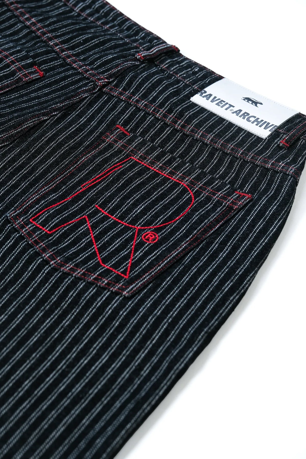 BLACK STRIPE DENIM JORTS