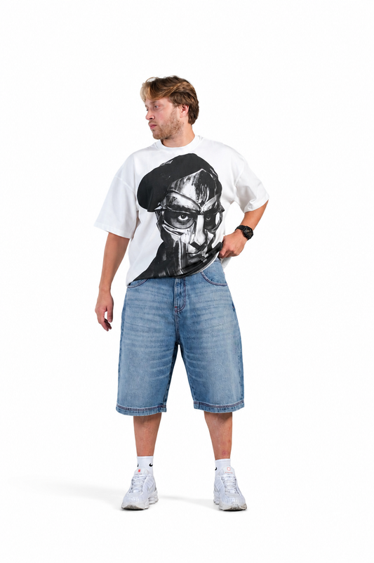 MID BLUE DENIM JORTS