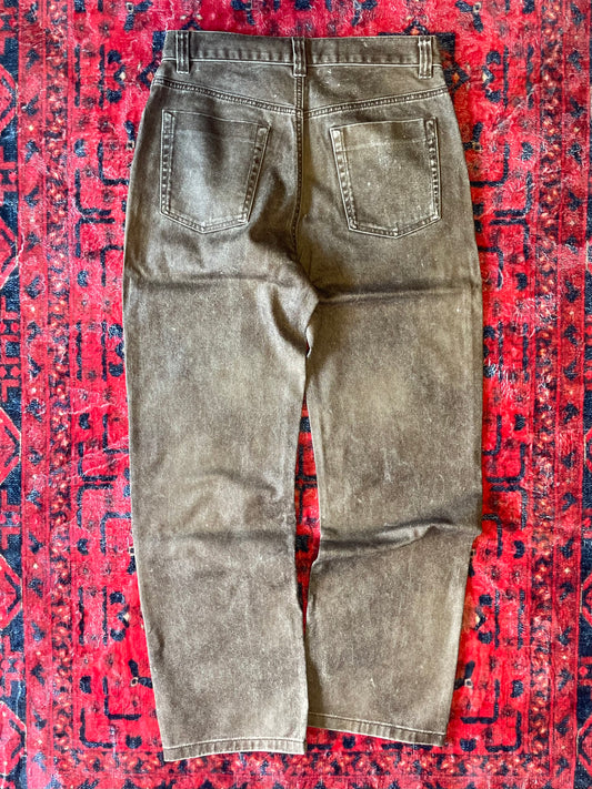 Light Brown Wax Straight Fit Denim Pant