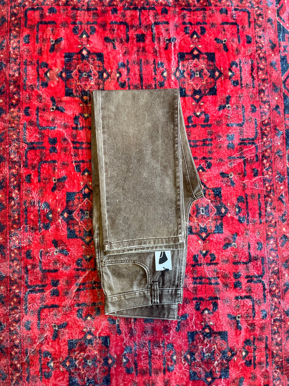 Light Brown Wax Straight Fit Denim Pant