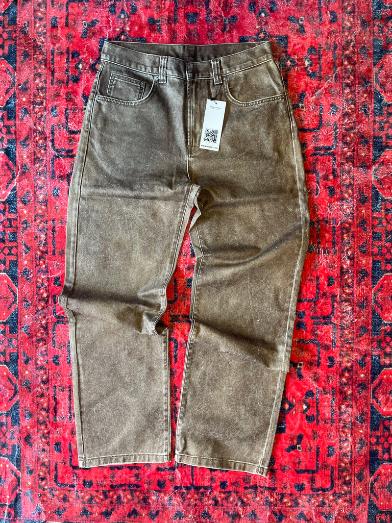 Light Brown Wax Straight Fit Denim Pant