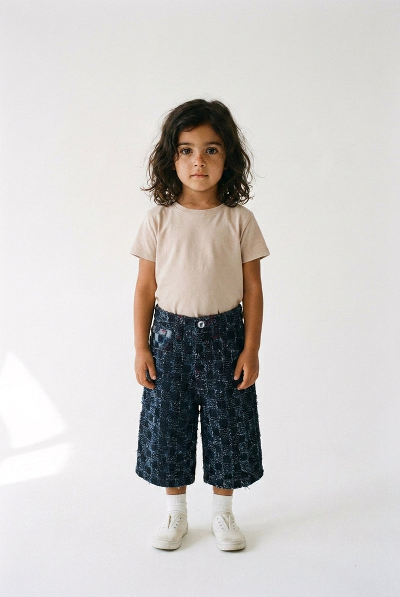 KIDS INDIGO PINTCHY DENIM JORTS